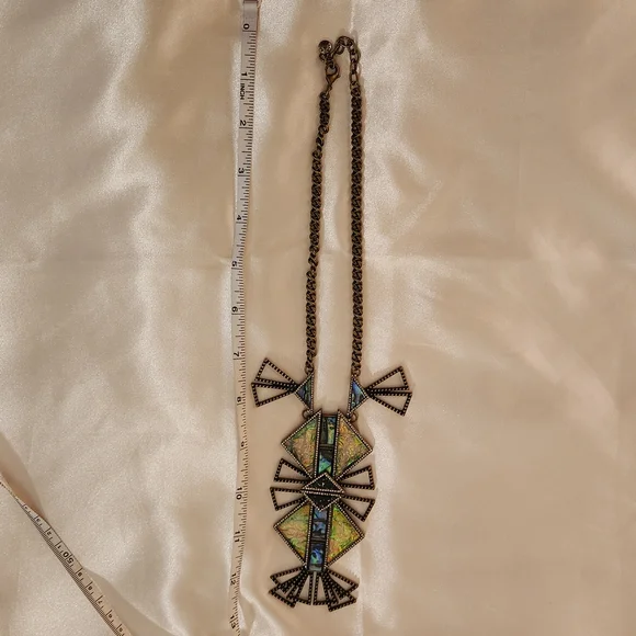 BaubleBar Iridescent Green and Blue Geometric Pendant Necklace - Picture 6 of 7